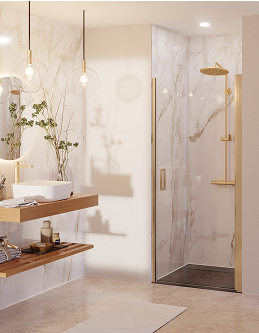 Installation de douche Vipanel décor Carrare Doré