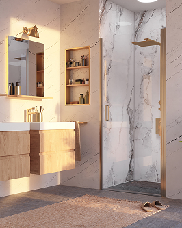Douche rénovée avec panneaux Vipanel décors Ivory Cascade et Classico
