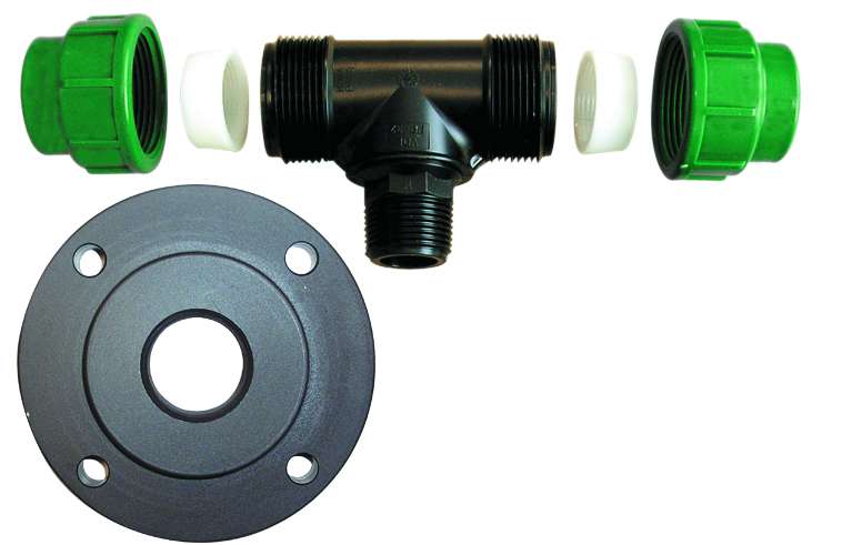 Photo Ensemble 1" contrebride + T pour Rothagua (Réservoir supplémentaire)