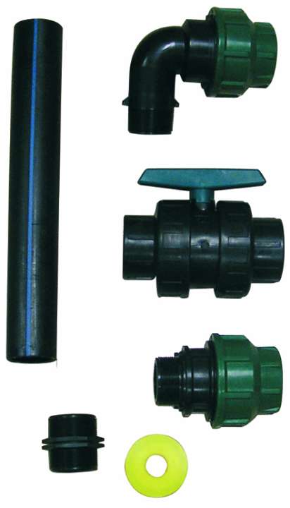 Photo Kit de Base 2" - 1 coude 90°, 1 raccord union, 1 manchon, 1 robinet et tube