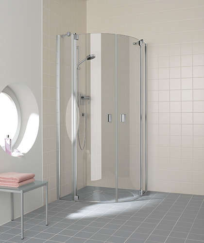 Photo Paroi de douche arrondie pivotante RAYA RAP55 L120 2M argent poli v.clair