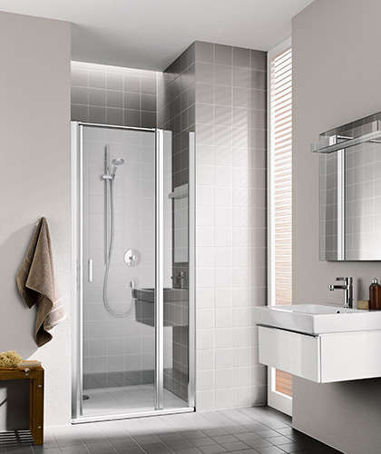 Photo Paroi de douche pivotante CADA XS CC1GL L80 2M argent poli v.clair