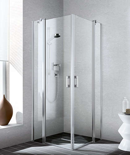 Photo Paroi de douche 1/2 angle pivotante LIGA LIEPL L90 2M argent mat v.clair