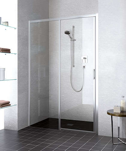 Photo Paroi de douche coulissante LIGA LID2R L113 2M argent poli v.clair clean