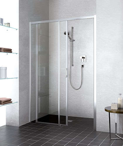 Photo Paroi de douche coulissante LIGA LID2R L113 2M argent poli v.clair clean