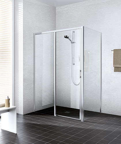 Photo Paroi de douche coulissante LIGA LID2R L113 2M argent poli v.clair clean