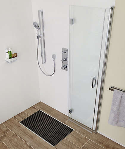 Photo Paroi de douche walk-in LIGA LI2YL L120 2M argent poli v.clair clean