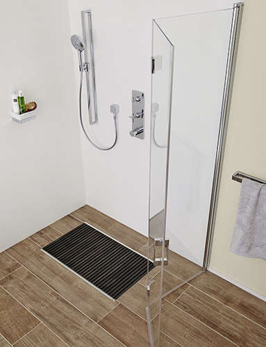 Photo Paroi de douche walk-in LIGA LI2YL L120 2M argent poli v.clair clean