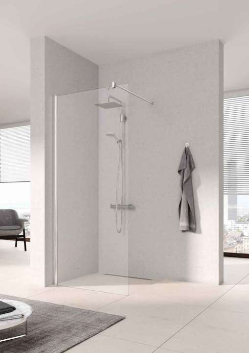 Photo Paroi de douche walk-in PEGA PETWF L80 2M argent poli v.clair clean