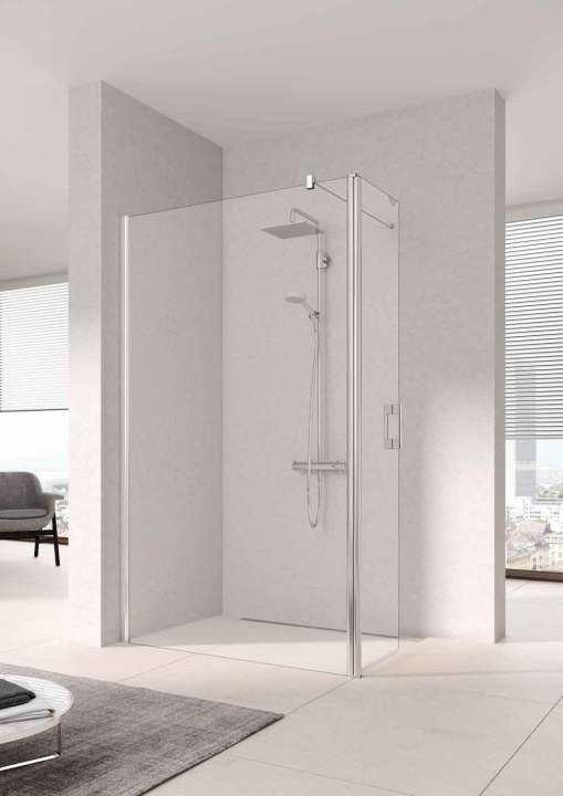 Photo Paroi de douche walk-in PEGA PETFL L110 2M argent poli v.clair