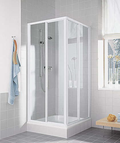 Photo Paroi de douche 1/2 angle coulissante CADA CAED2 L70 1.9M blanc v.clair