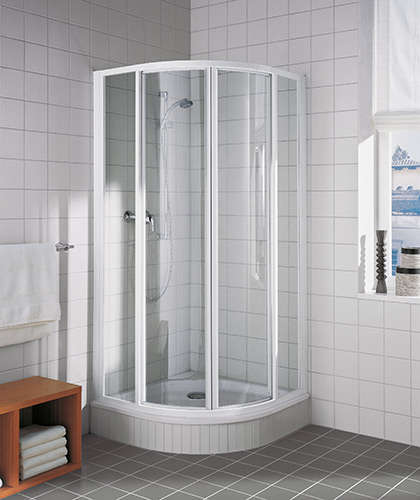 Photo Paroi de douche arrondie coulissante CADA CAR55 L80 1.9M blanc v.clair