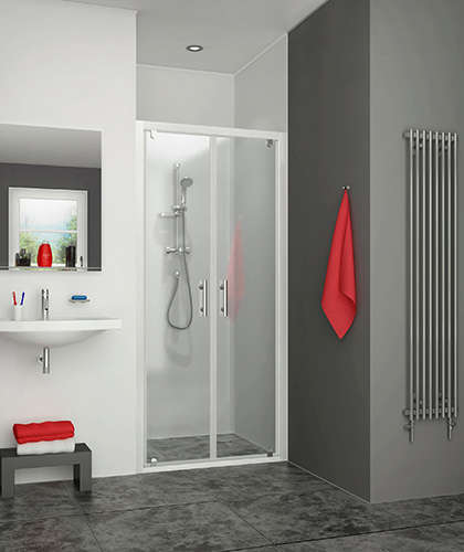 Photo Paroi de douche 2 battants EQUI EI2BT L90 1.9M blanc v.clair clean