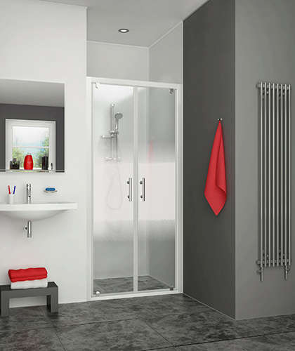 Photo Paroi de douche 2 battants EQUI EI2BT L80 1.9M blanc v.serig clean