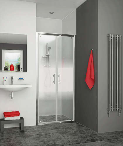 Photo Paroi de douche 2 battants EQUI EI2BT L80 1.9M argent poli v.serig clean