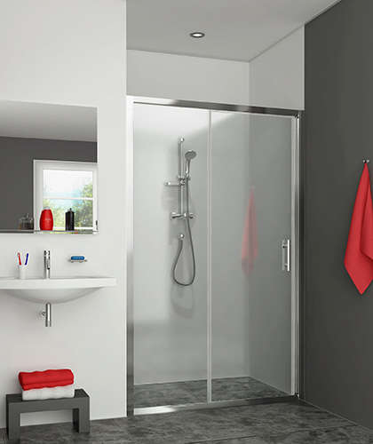 Photo Paroi de douche coulissante EQUI EICL2 L100 1.9M argent poli v.clair clean
