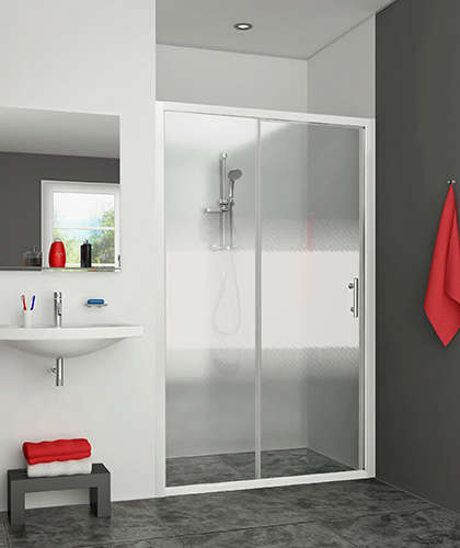 Photo Paroi de douche coulissante EQUI EICL2 L140 1.9M blanc v.serig clean