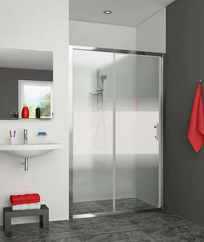 Photo Paroi de douche coulissante EQUI EICL2 L140 1.9M argent poli v.serig clean