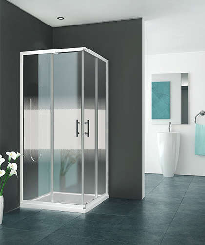 Photo Paroi de douche angle coulissante EQUI EIANG L80 1.9M blanc v.serig clean