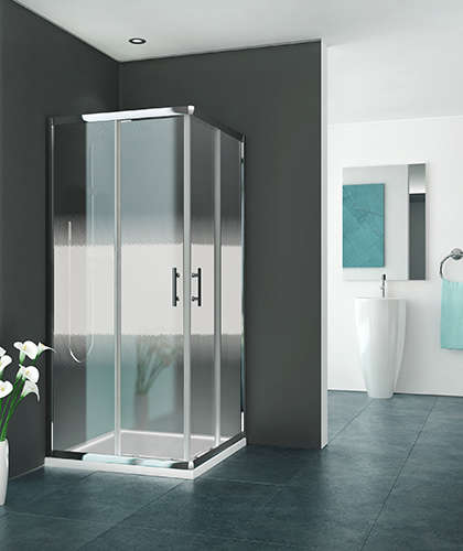 Photo Paroi de douche angle coulissante EQUI EIANG L90 1.9M argent poli v.serig clean
