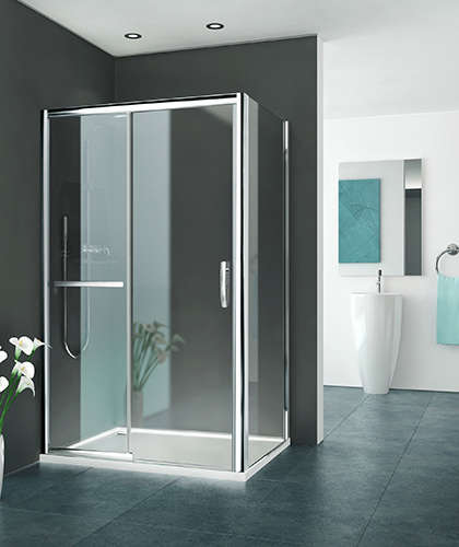 Photo Paroi de douche fixe EQUI EIFX2 L70 2M argent poli v.clair clean