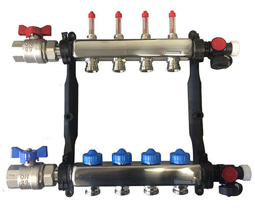 Photo Collecteur INOX 1" 6 circuits avec débitmètre