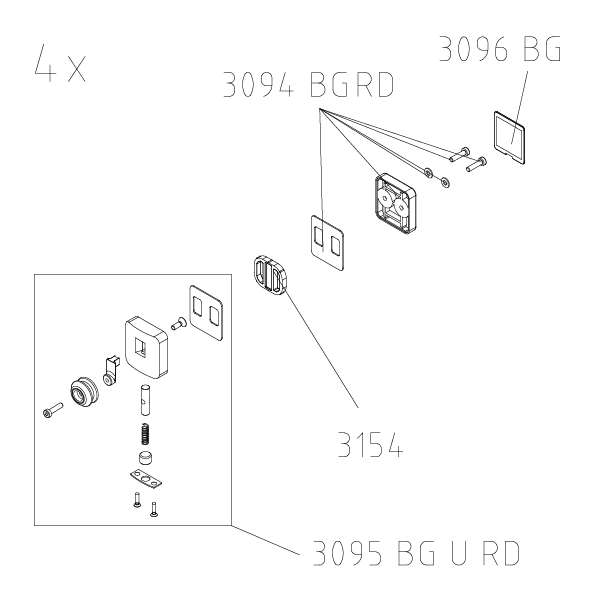 Photo SET 4 ROULETTE BAS AT Q BLC