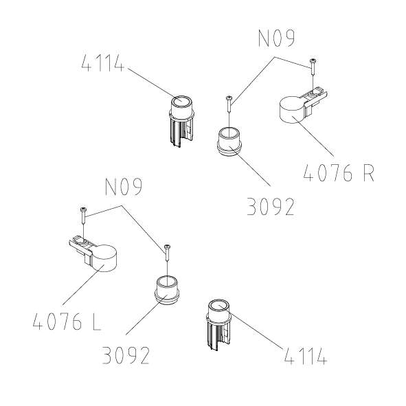 Photo SET PIVOT HAUT N2/I2 PTD sans rail BLC