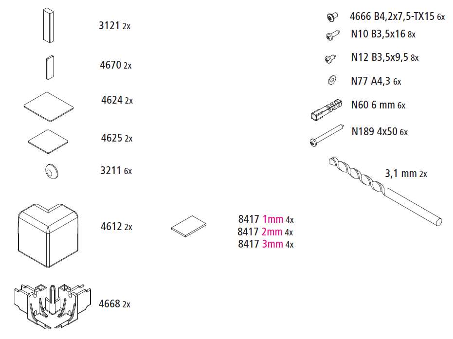Photo Sachet de montage CADA XS CC E2R/L