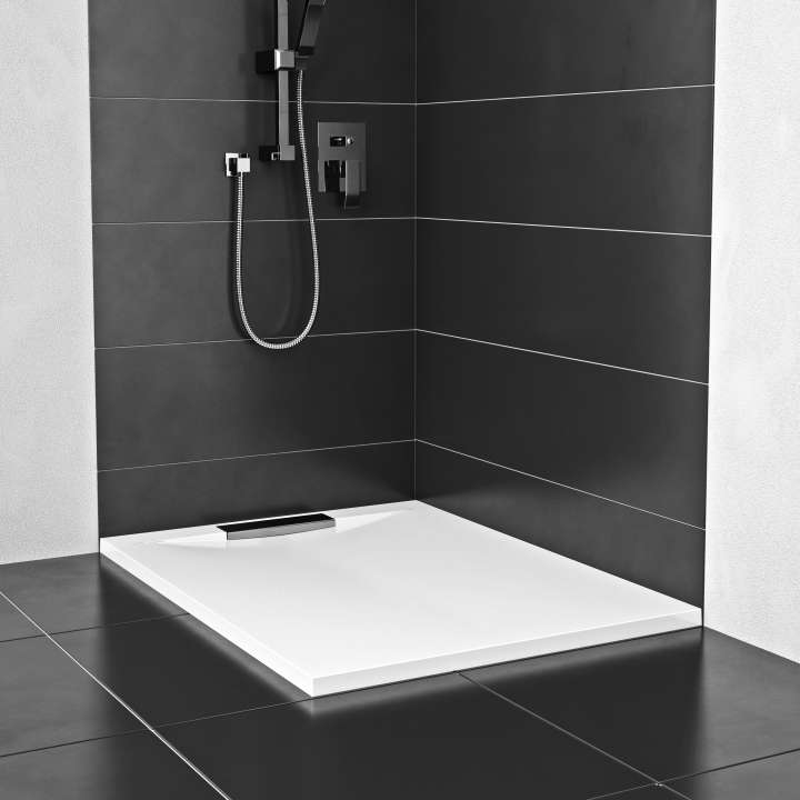 Photo Receveur de douche rectangulaire en marbre de synthèse RECI RER159 1500x900x35
