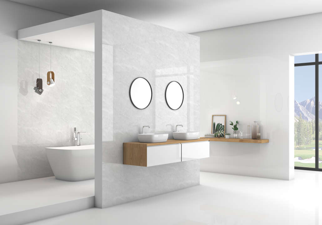 Photo Panneau mural VIPANEL MARBRE GRIS BRI. 1500x2550MM 3MM