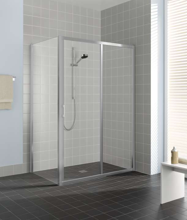 Photo Paroi de douche coulissante LIGA LIG2L L130 2M argent poli v.clair