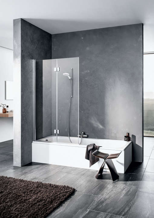 Photo Paroi de douche baignoire LIGA LI2PR L120 1.5M argent poli v.clair