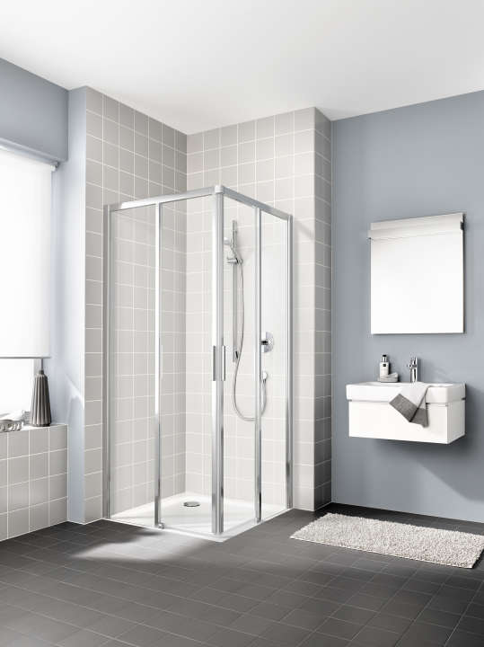 Photo Paroi de douche 1/2 angle coulissante CADA XS CCC2L L70 2M argent poli v.clair