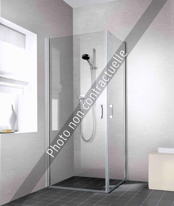 Photo Paroi de douche 1/2 angle pivotante LIGA LI1ER L75 2M argent mat v.clair clean