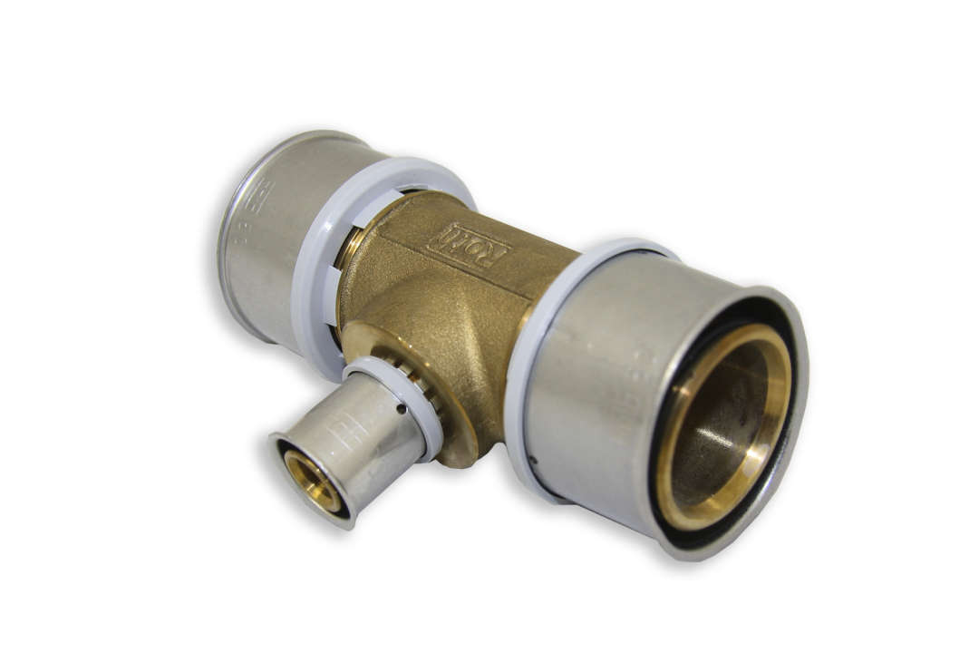 Photo Té sorties centrale et d'extrémité réduites 63x50x50mm LAITON