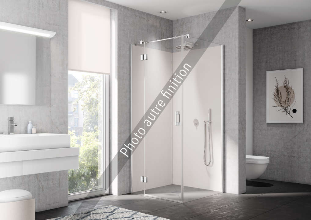 Photo Paroi de douche pivotante LIGA LISNL L78 2M noir soft v.clair
