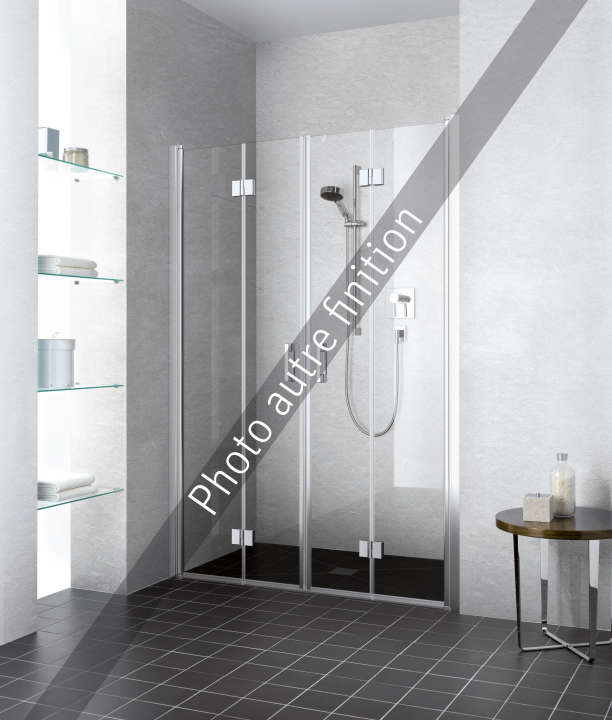 Photo Paroi de douche pivotante repliable LIGA LI2T4 L140 2M argent poli v.clair clean