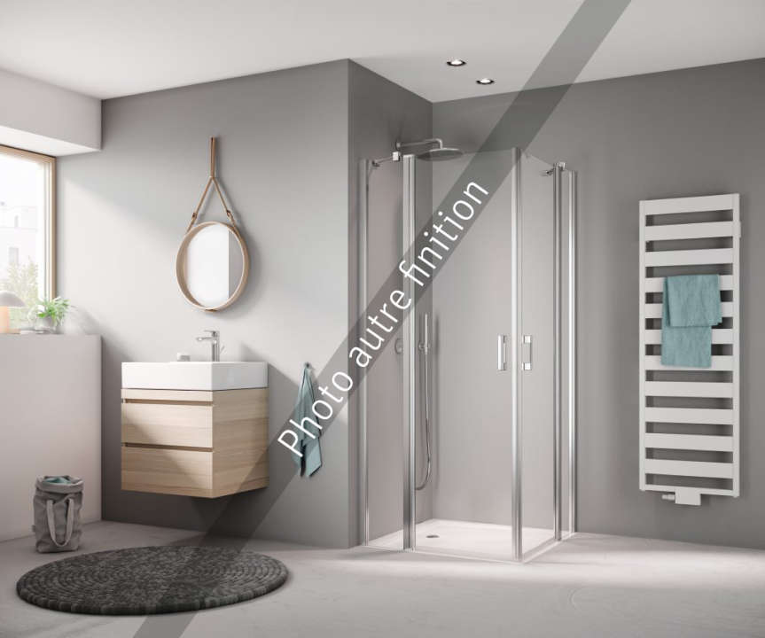 Photo Paroi de douche 1/2 angle pivotante LIGA LIEPL L110 2M argent mat v.clair clean