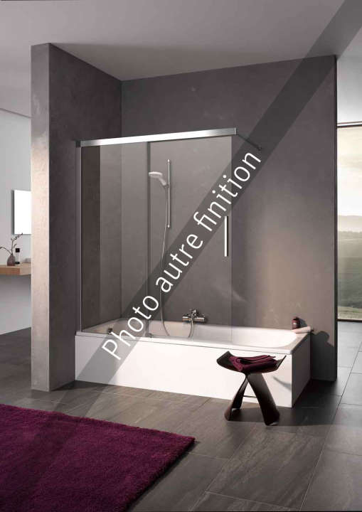 Photo Paroi de douche baignoire NICA NIH2R L120 1.5M argent poli v.gris
