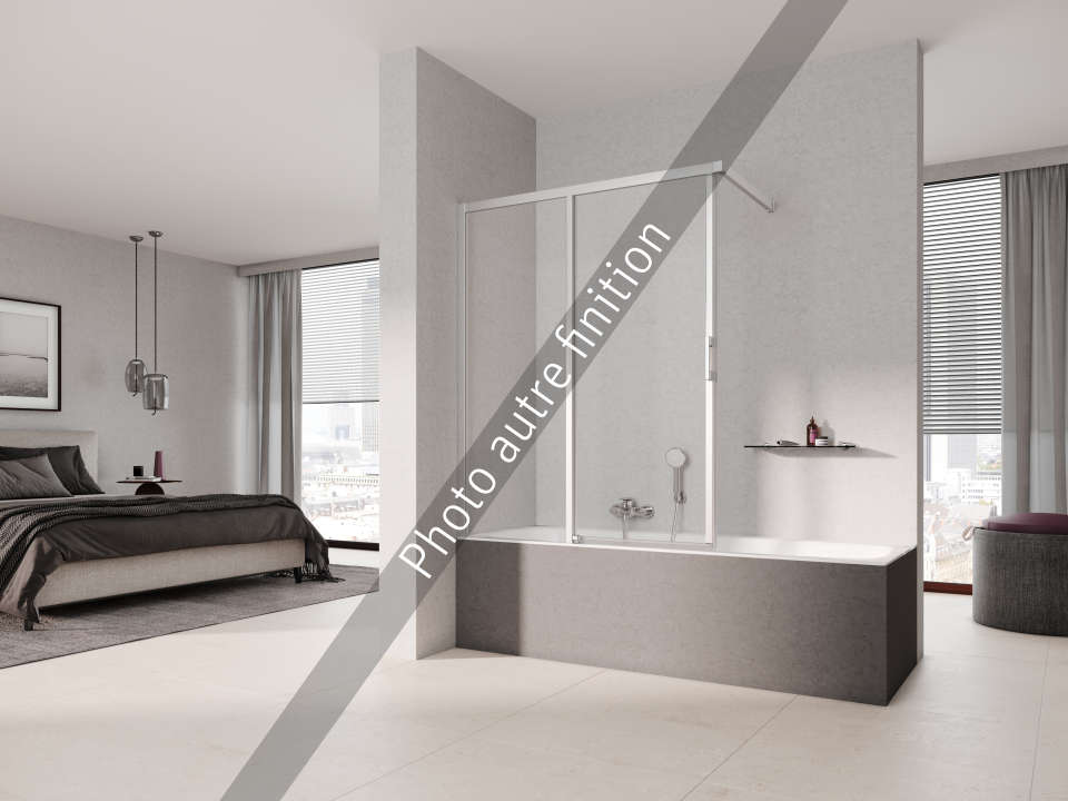 Photo Paroi de douche baignoire coulissante LIGA LIH2R L100 1.5M argent mat v.clair clean