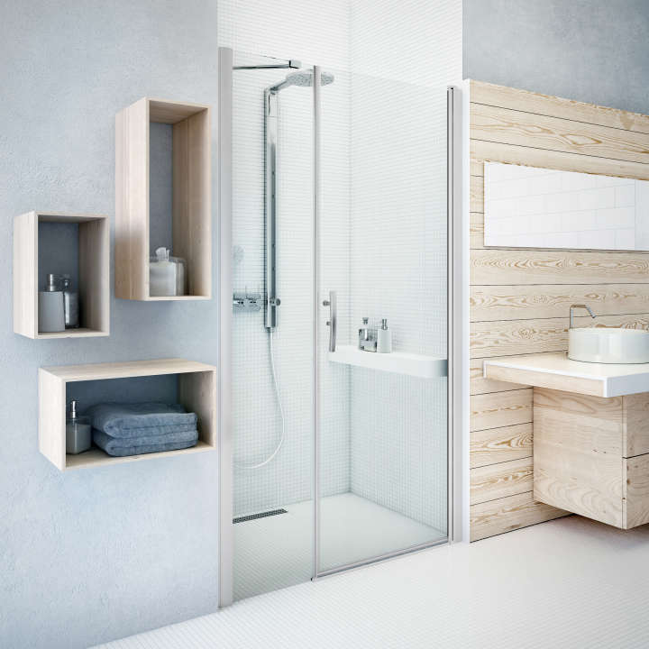 Photo Paroi de douche pivotante EQUI EIPI2 L90 2M argent poli v.clair clean