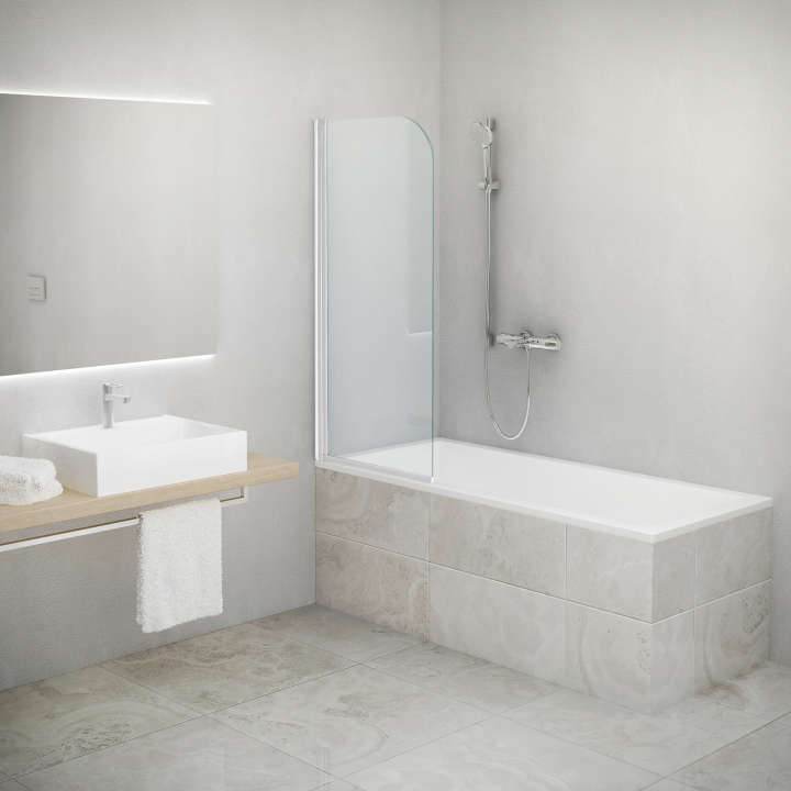 Photo Paroi de douche baignoire EQUI EIBAE L80 1.4M blanc v.clair