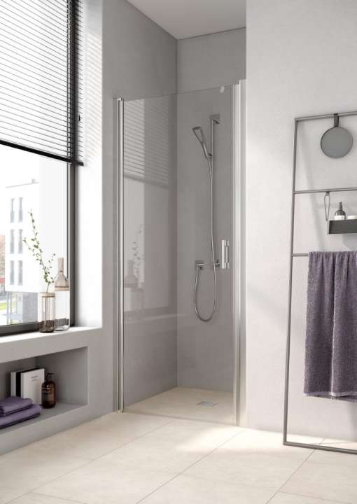 Photo Paroi de douche pivotante LIGA LI1WL L93 2M argent poli v.clair clean