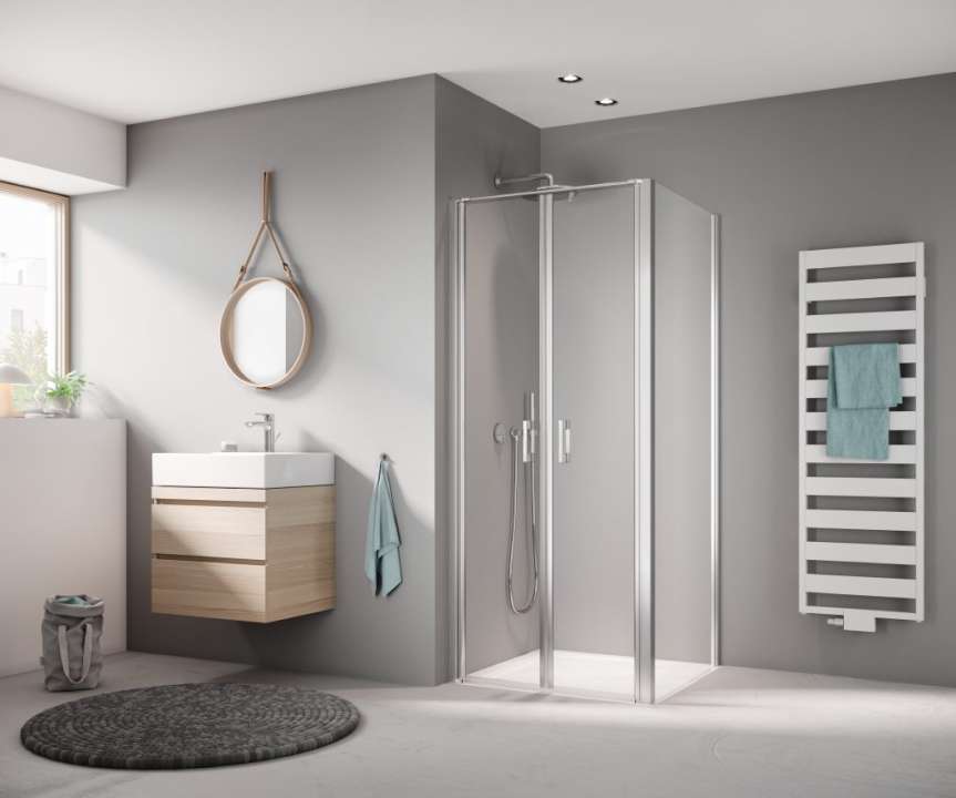 Photo Paroi de douche 2 battants LIGA LIPTD L100 2M argent poli v.clair clean