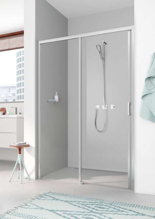 Photo Paroi de douche coulissante LIGA LID2R L113 2M argent poli v.clair clean