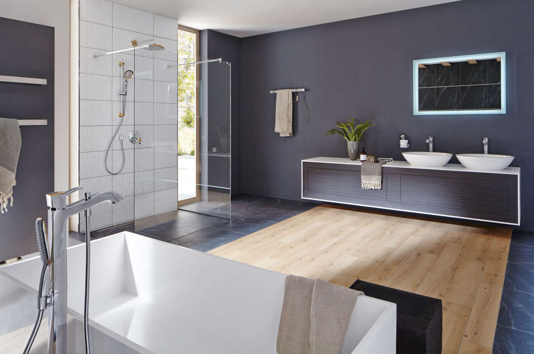 Photo Paroi de douche walk-in WALK-IN-SHOWER XB XBFWA L160 2M argent poli v.clair clean