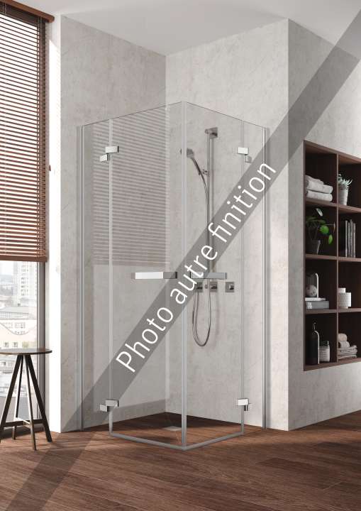 Photo Paroi de douche 1/2 angle pivotante TUSCA TUEPR L100 2M argent poli v.clair
