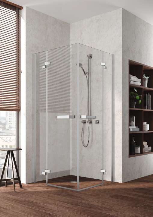 Photo Paroi de douche 1/2 angle pivotante TUSCA TUEPL L90 2M argent poli v.clair clean