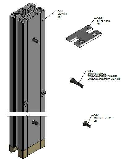 Photo Profilé de liaison arrière cabine VINATA version haute receveur 1360 à 1660